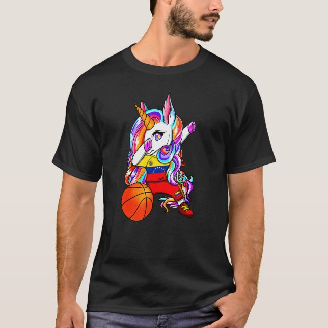 Camiseta Dabbing Unicorn Venezuela jogadores de basquete Je (Frente)