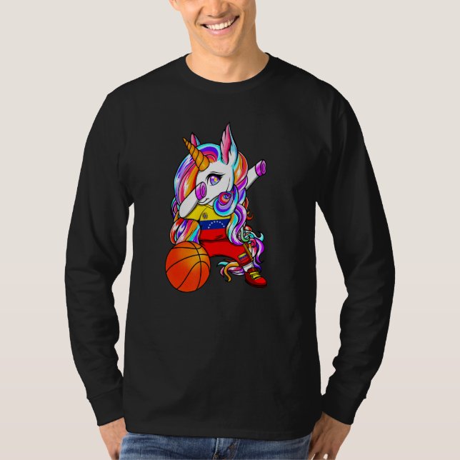 Camiseta Dabbing Unicorn Venezuela jogadores de basquete Je (Frente)
