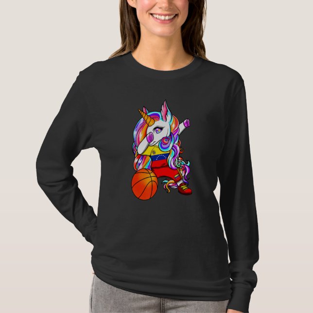Camiseta Dabbing Unicorn Venezuela jogadores de basquete Je (Frente)