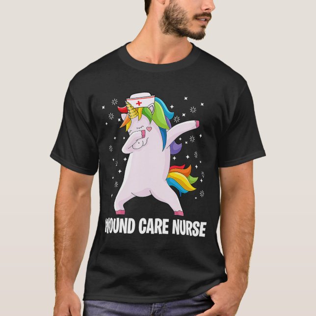 Camiseta Dabbing Unicorn Wound Care Nurse Ostomy Nur (Frente)