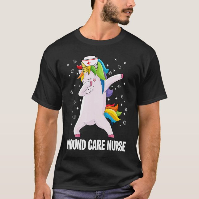 Camiseta Dabbing Unicorn  Wound Care Nurse Wound Ostomy Nur (Frente)