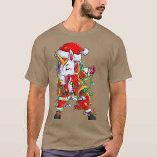 Camiseta Dabbing Unicorn Xmas lança Papais noeis engraçados