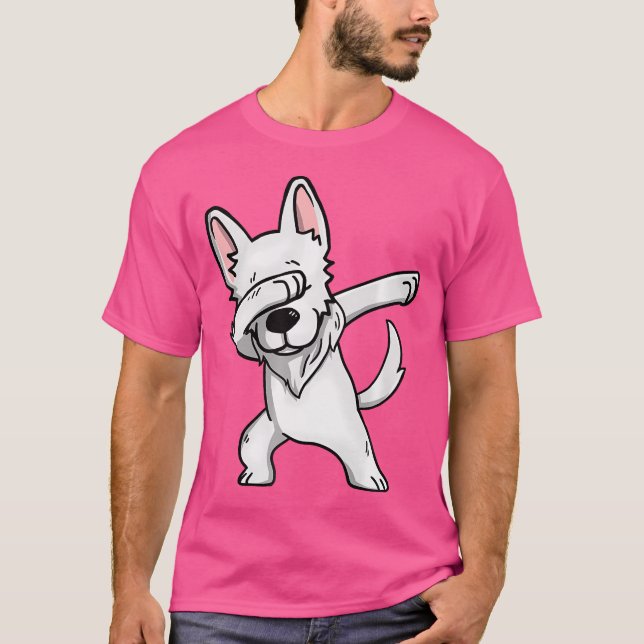 Camiseta Dabbing White German Shepherd Dab Dança (Frente)