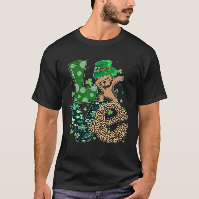 Camiseta Dabbing Yorkie Dog LOVE Shamrock  St Patrick s Day (Frente)