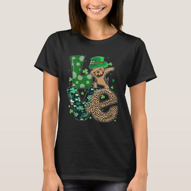 Camiseta Dabbing Yorkie Dog LOVE Shamrock  St Patrick s Day (Frente)
