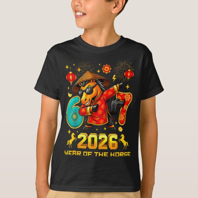Camiseta Dabbing Zodiac Horse Lunar New Year Chinese New Ye (Frente)