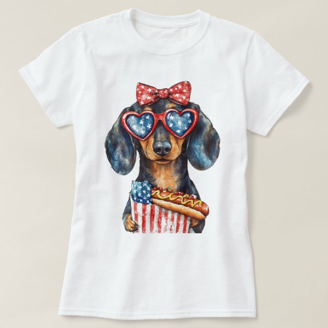 Camiseta Dachschund Patriótico (Frente do Design)