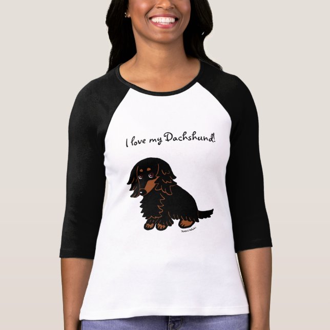 Camiseta Dachshund 3 Preto e Prolongado (Frente)
