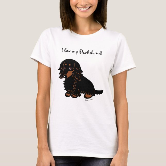 Camiseta Dachshund 3 Preto e Prolongado (Frente)