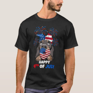 Camiseta Dachshund 4 De Julho, Bandeira Americana Vermelha 