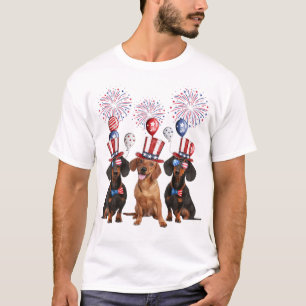 Camiseta Dachshund 4 de julho Homens Cachorros Mulheres Ame