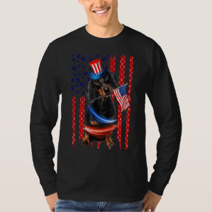 Camiseta Dachshund 4 De Julho Homens De Cachorro Mulheres B