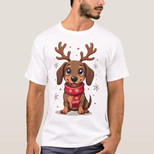 Camiseta Dachshund Alegria de Inverno (Frente)