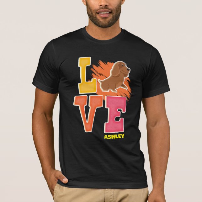 Camiseta Dachshund ama cores bonitas (Frente)