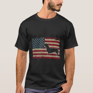 Camiseta Dachshund America Flag Patriótico Weiner Dog
