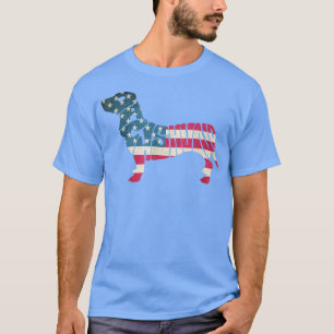 Camiseta Dachshund American Flag 4 de julho Engraçado Dog L