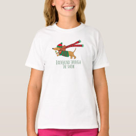 Camiseta Dachshund Através da Camisa-Fogo das Raparigas de
