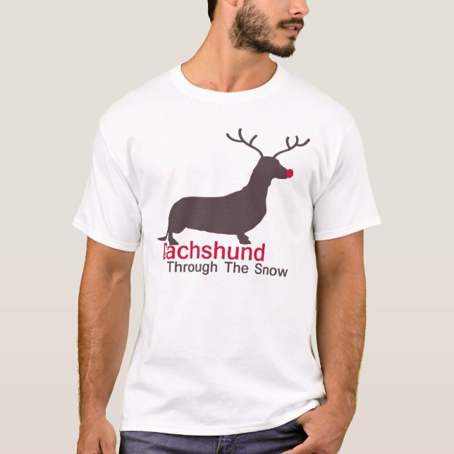 Camiseta Dachshund Através Da Neve (Frente)