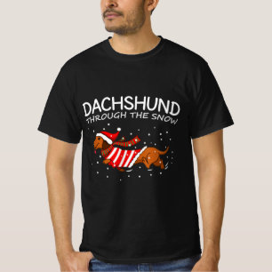 Camiseta Dachshund Através Do Natal Engraçado Da Neve