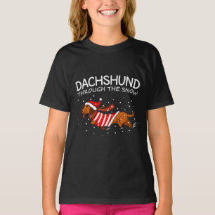 Camiseta Dachshund Através Do Natal Engraçado Da Neve