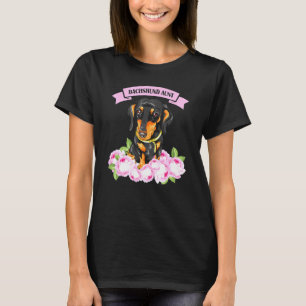 Camiseta Dachshund Aunt Wiener Doxie Proprietária Floral Wo
