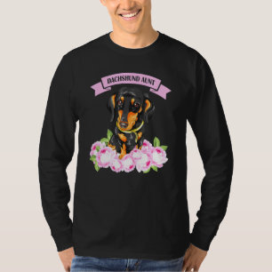 Camiseta Dachshund Aunt Wiener Doxie Proprietária Floral Wo