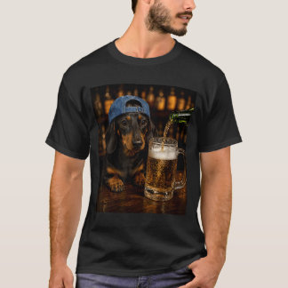 Camiseta Dachshund Bebendo Cerveja Meme de Cachorro Engraça
