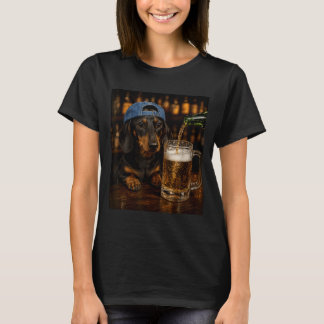 Camiseta Dachshund Bebendo Cerveja Meme de Cachorro Engraça