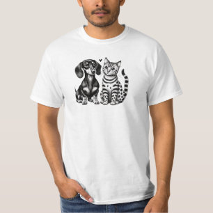 Camiseta Dachshund & Bengal Cat Love TSQ do Namorados