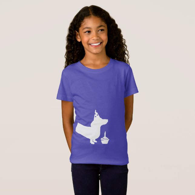 Camiseta Dachshund Birthday com Cupcake Longa Divisão (Frente Completa)