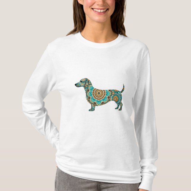 Camiseta Dachshund Boho Mandala (Frente)