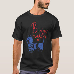 Camiseta Dachshund Bom Dia Madame Estilo Francês