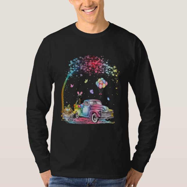 Camiseta Dachshund Bunny Truck Easter Eggs Hunting Dog  Eas (Frente)