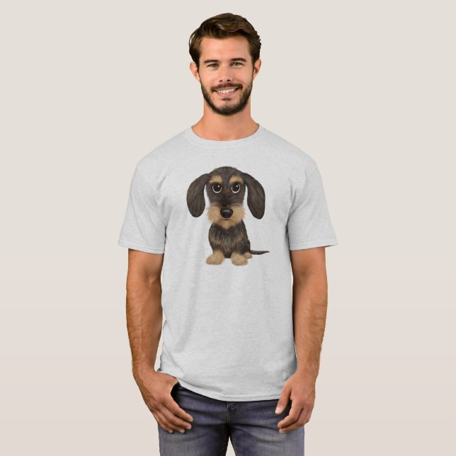 Camiseta Dachshund| Cão de Cartoon Bonito Teckel (Frente Completa)