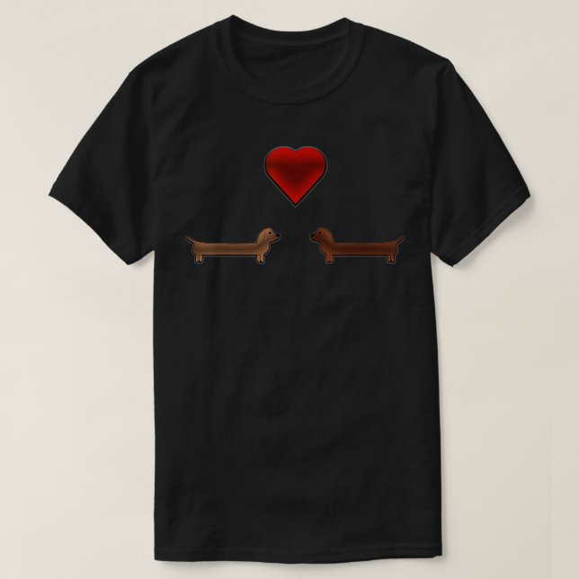Camiseta Dachshund (Cão-De-Ferro) Amor Dia de os namorados- (Frente do Design)
