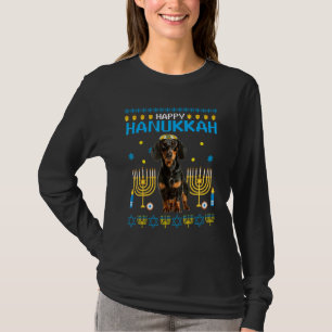 Camiseta Dachshund Chanukah judeu feio Hanukkah Sweater Pa