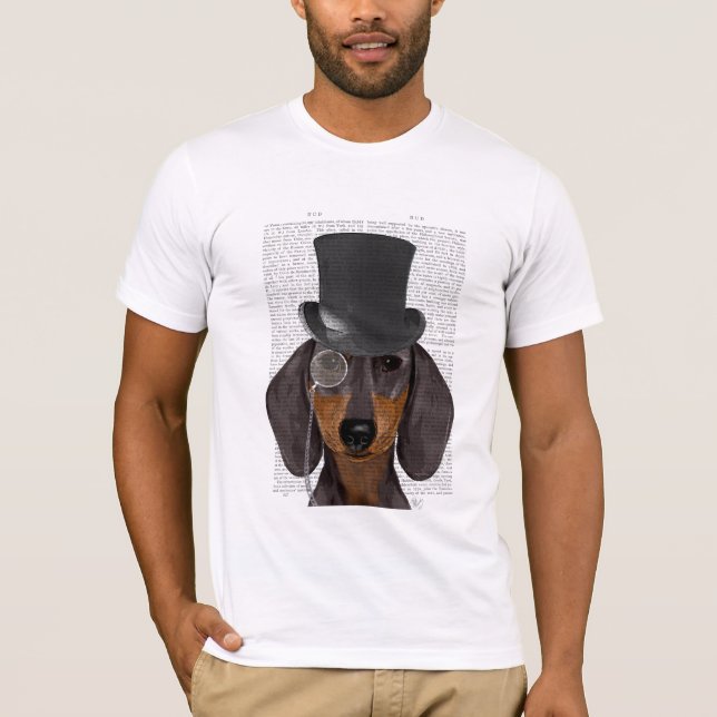 Camiseta Dachshund, Chapéu Formal e Chapéu (Frente)
