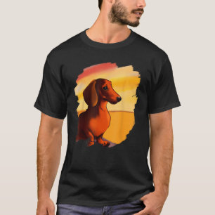 Camiseta Dachshund Chiweenie Wiener Dog Art Sunset Vintage