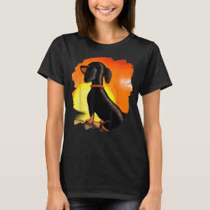 Camiseta Dachshund Chiweenie Wiener Dog Art Sunset Vintage