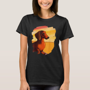 Camiseta Dachshund Chiweenie Wiener Dog Art Sunset Vintage