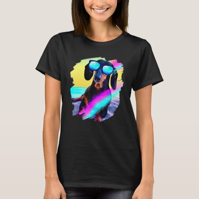 Camiseta Dachshund Chiweenie Wiener Dog Chilling Beach (Frente)