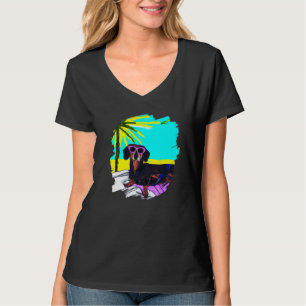 Camiseta Dachshund Chiweenie Wiener Dog Chilling Beach