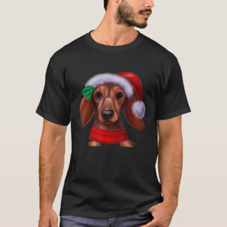 Camiseta Dachshund Chiweenie Wiener Dog Santa Claus Hat Chr