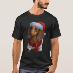 Camiseta Dachshund Chiweenie Wiener Dog Santa Claus Hat Chr