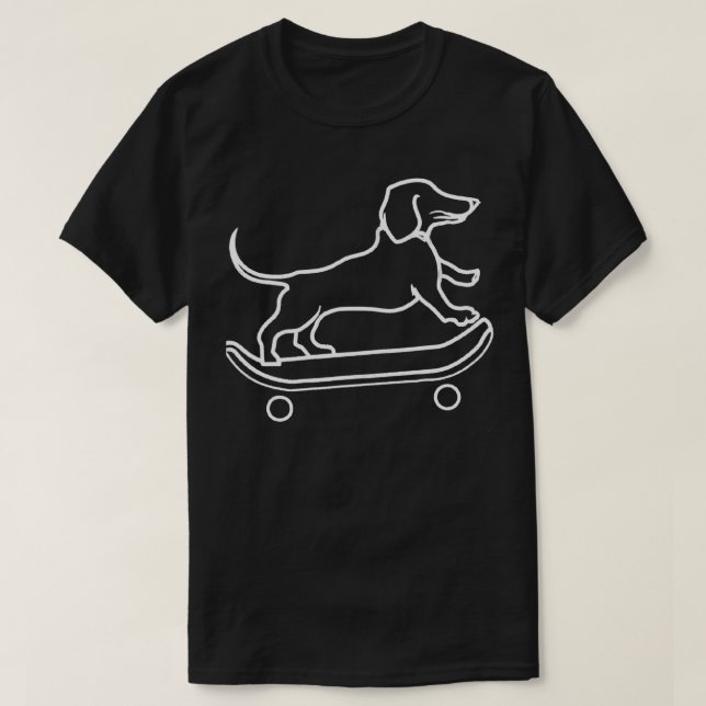 Camiseta Dachshund Chiweenie Wiener Dog Skateboard (Frente do Design)