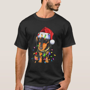 Camiseta Dachshund Christmas ama Led Difts dá um bom pão