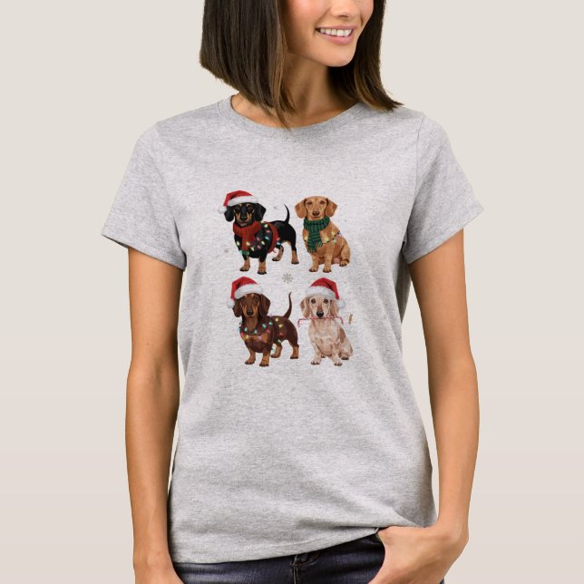 Camiseta Dachshund Christmas Dog Mãe Lover Xmas Gift (Frente)