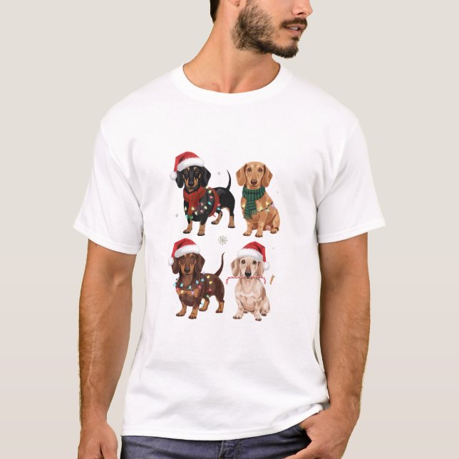 Camiseta Dachshund Christmas Dog Mãe Lover Xmas Gift (Frente)