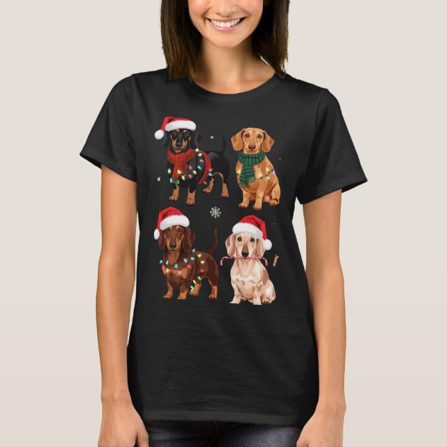 Camiseta Dachshund Christmas Dog Mom Lover Xmas Gift  (Frente)