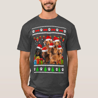 Camiseta Dachshund Christmas Engraçado Cachorro Xmas Luz pi